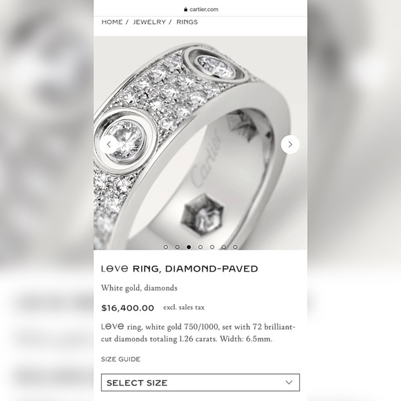 Cartier White Gold Diamonds Love Ring - Picture 1 of 7